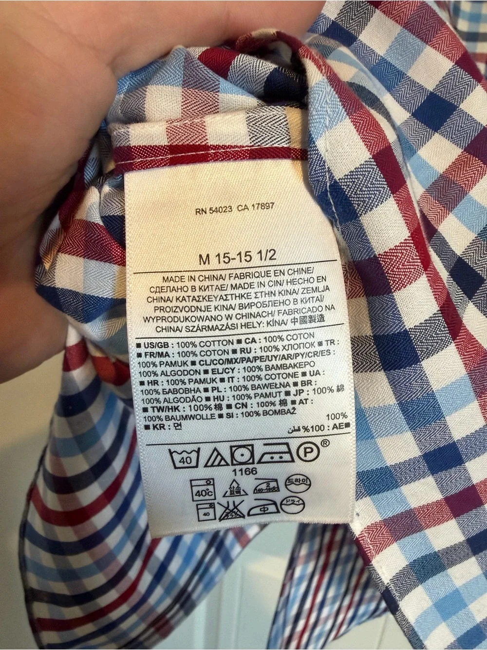 Banana Republic Men's Check Dress Shirt in Blue and Red